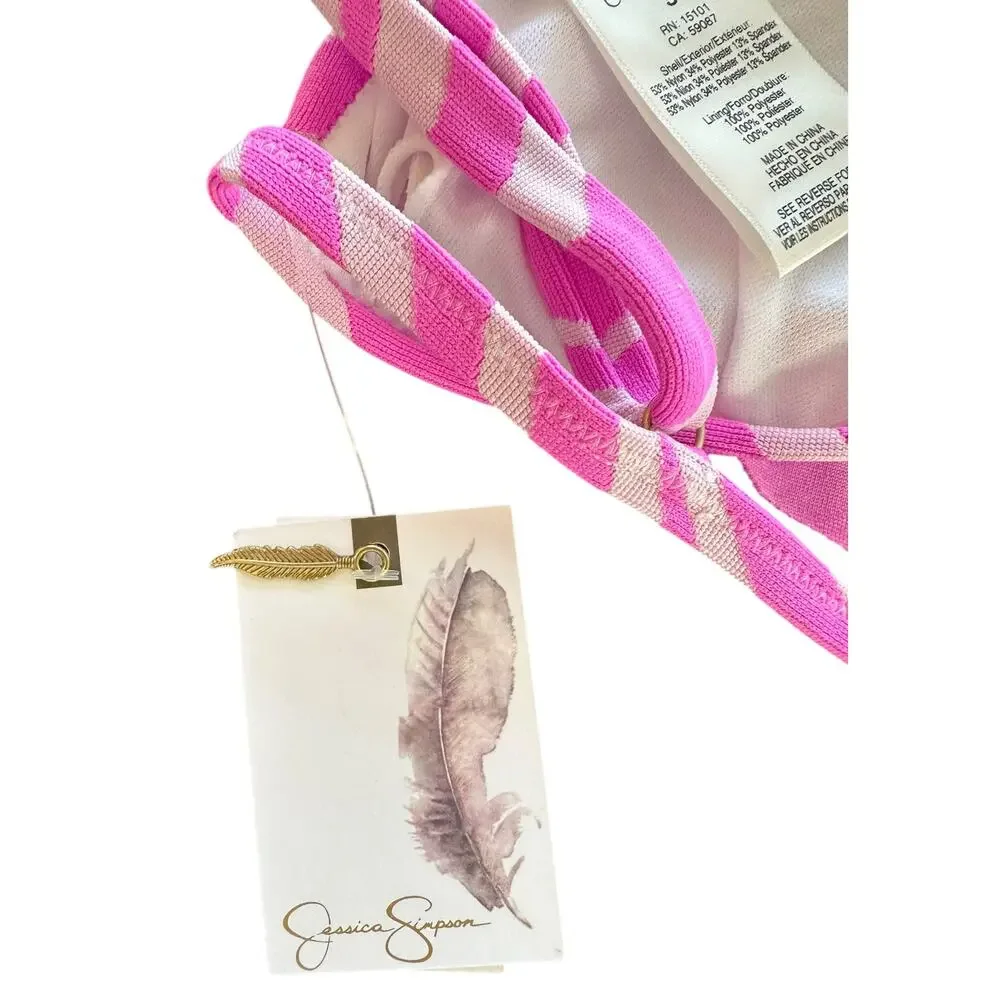 2/$15 NWT Jessica Simpson Zebra Print Drapey Swim Top Pink Cowl Swimwear Size S